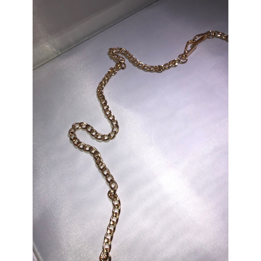 Gold Tone Curb Chain Handbag Replacement Strap Crossbody Lobster Clasp 47 Inch - Picture 4 of 5